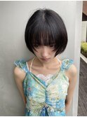 丸みショートシースルーバングくびれボブマッシュショート