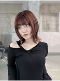 美髪韓国レイヤーイメチェン暗めデザインカラーくびれヘア