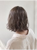 【HEY 松本】ボブパーマワンレンウェーブ×グレージュ