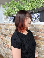 ヘアメイク フィリックス 板宿店(HAIR MAKE FELIX)&nbsp;暖色系ブラウン×オレンジのインナーカラー＋外ハネミディ
