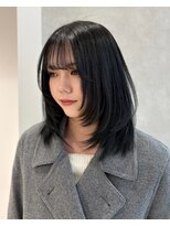 アッシュ 戸塚店(Ash)&nbsp;ブリーチなしダブルカラーブルーブラックレイヤー顔周り