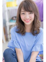 ミック ヘアアンドメイク アップ 駒込店(miq Hair&Make up)&nbsp;斜めバングアースカラーアッシュオリーブくびれヘアb1