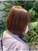 切りっぱなしボブ×オレンジカラー