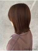 切りっぱなしミディアム×チョコレートイメチェン外ハネボブ美髪