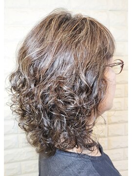 松本平太郎美容室 国立店 ミディアムウェーブ×クリープパーマ×イノアカラー×ハイライト