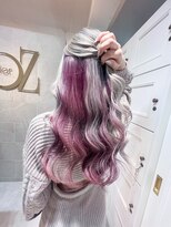 オズ 郡山駅前店(OZ) ケアブリーチベージュで柔らか質感ダブルカラーパープルで透明感