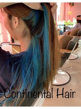 コンチネンタルヘア(continental hair) ターコイズブルーカラー