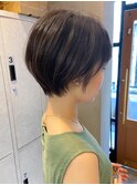 20代30代40代ひし形小顔ショートハイライトグレージュカラー