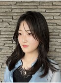 韓国レイヤー顔周りカット小顔カット艶髪ロングレイヤー