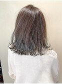 【遠藤】裾カラーグラデーションカラーダブルカラーグレージュ