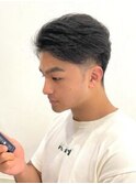 ツーブロック刈り上げナチュラルかきあげスタイルワックスなし