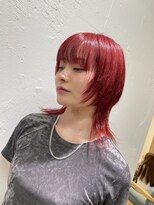 リノショアーズ 元町店(RINOSHORES)&nbsp;20代30代ダブルカラーボルドーレッドミディアムウルフ外ハネ