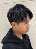 メンズ 刈り上げショート アップバング ハイライト メッシュ