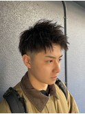 アップバングショート刈り上げスパイキー無造作ピンパーマ