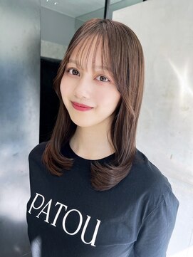 アルバム 銀座(ALBUM GINZA) 暗めカラー前髪カットグレージュ顔周りレイヤーロング_F30336