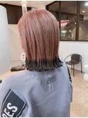 ピンクベージュ×裾カラー