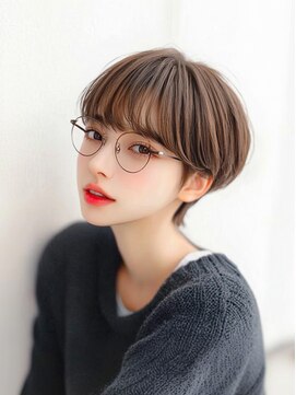 ムウ 難波(MOU) ショートボブ暗めカラーグランマッシュデザイン20代30代40代50代