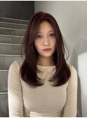 レイヤーカットミディアムレイヤーカシスブラウン暖色