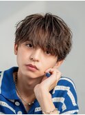 韓国ヘアニュアンスコンマバングセンターパートフェザーパーマ