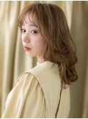ミルクティーブロンドブリーチなし金髪ウルフパーマ20代30代X