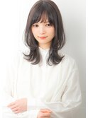 30代40代小顔ふんわりくびれ無造作カールひし形Cカーブセミディ