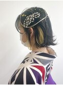【BelleCoupes】岡本真由美 袴着付けヘアセット ボブ水引き 紐