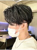 無造作センターパート波巻きツイストスパイラルパーマ名古屋