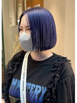 ヘアーズルネッタアベノ(HAIR'S Lunetta abeno) ブルーパープル×ミニボブ【HAIR'S Lunetta 井上】