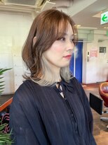 ビビディ バビディ ブー 河原町三条店(Bibbidi.bobbidi.boo)&nbsp;レイヤーボブ×インナーカラー〈ホワイトベージュ〉オモダ