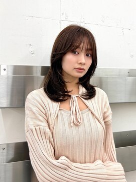 ノク 渋谷(nok) 韓国オリーブカラーオリーブベージュ顔まわりレイヤー前髪パーマ