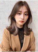 韓国ヘアーハッシュカットレイヤーカットグレージュブリーチ無し