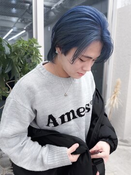 テン 栄店(tenn) ネイビーブルー / ケアブリーチ / メンズカット【caco】