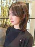 前髪あり耳掛け丸みくびれ大人ショートボブ20代30代40代50代＊
