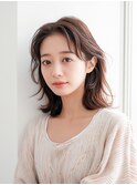 小顔ワンカール　くびれヘア　大人可愛い透明感