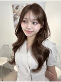 C152韓国レイヤーくびれ巻きブリーチなしモカブラウン