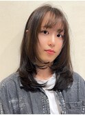 顔まわりカット/レイヤーカット/透明感/アッシュグレージュ