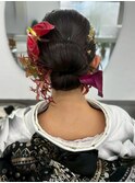 ヘアセット ヘアアレンジ 成人式 タイト 和装ヘア 20代 黒髪