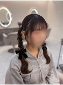 高めツイン編みおろし