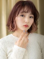 カバーヘアアンドスパ ブリス 浦和(COVER HAIR&SPA bliss) 淡いピンクイヤリングカラーハッシュカットボブ20代30代X浦和