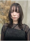 【GEEKS渋谷】ロングウルフ/顔周りレイヤー/秋カラー/グレージュ