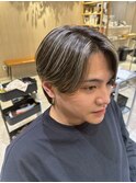 ハイライトカラーベージュミルクティーセンターパート韓国ヘア
