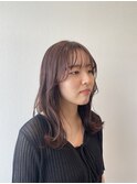 レッドブラウン/暖色系カラー/透明感カラー/ゆるふわ巻き