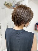大人ショートボブ丸みショートカットマッシュショート前髪あり