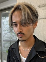 原宿メンズミルクティーベージュコンマアッシュグレージュカラー