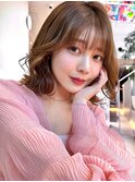 【MINX】くびれヘアアプリコットオレンジハイライトカラー_銀座