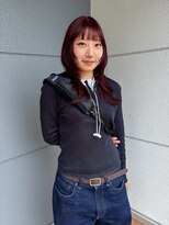 ヘアーアイストゥーレ(HAIR ICI TRE)&nbsp;ハッシュカットブリーチなしダブルカラーボルドーレッド