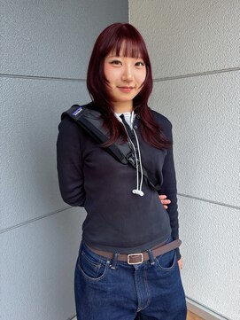 ヘアーアイストゥーレ(HAIR ICI TRE) ハッシュカットブリーチなしダブルカラーボルドーレッド