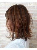切りっぱミディ×オレンジベージュ