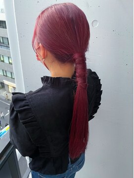 シュリット(schritt) ロング渋谷ブリーチなしつやつやチェリーレッド渋谷 mutsuki