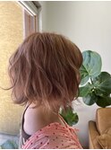 ミニボブ　ほんのりピンクベージュ